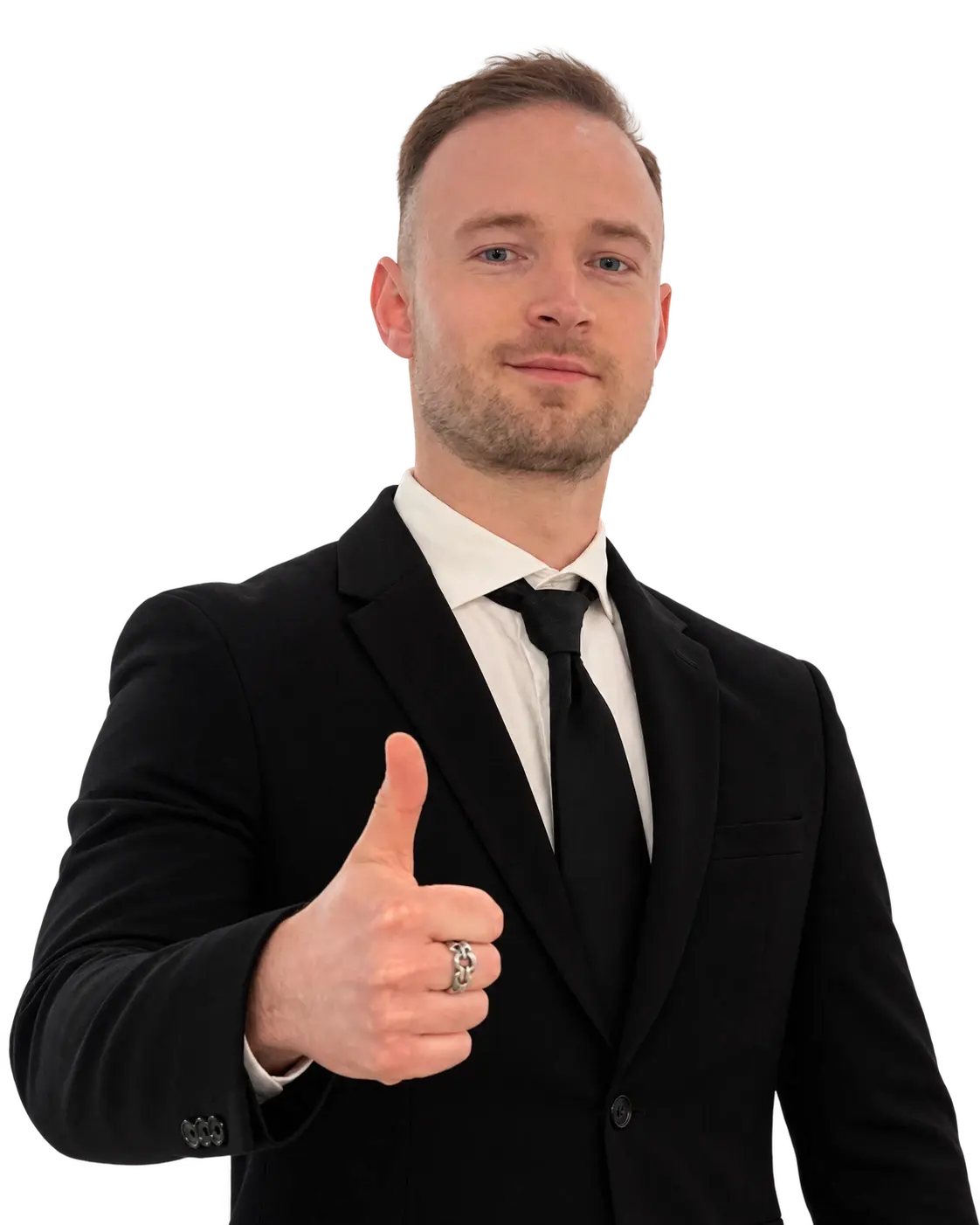 David Demid in a black suit with a subtle smile